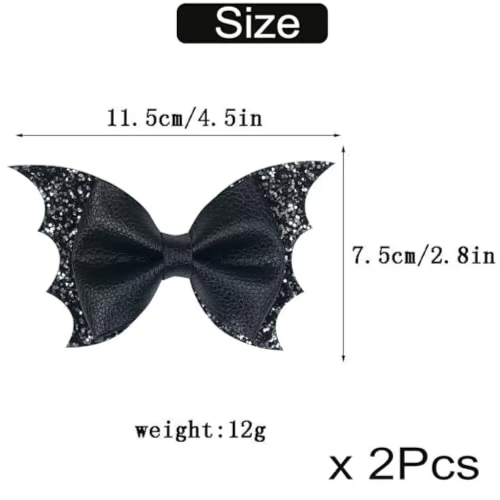 Glitter Bat Wing Bow Alligator Hair Clips 2 Pack for Girls Teens